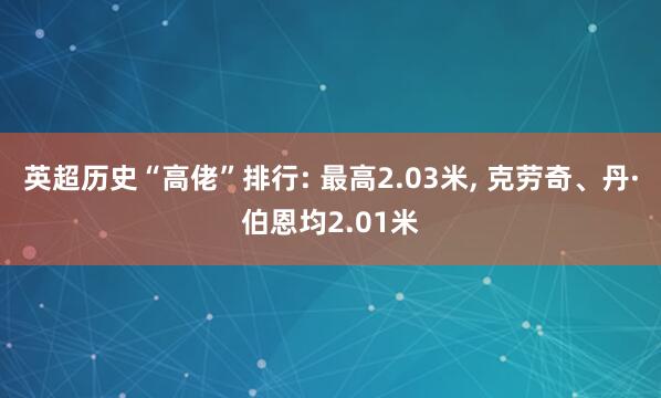 英超历史“高佬”排行: 最高2.03米, 克劳奇、丹·伯恩均2.01米