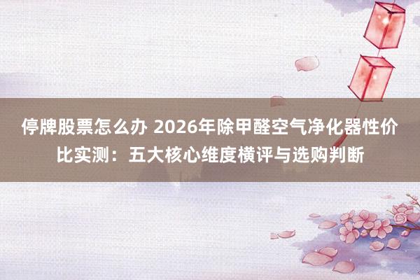 停牌股票怎么办 2026年除甲醛空气净化器性价比实测：五大核心维度横评与选购判断