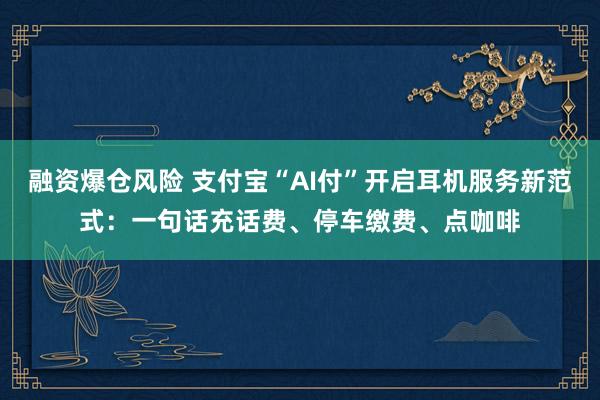 融资爆仓风险 支付宝“AI付”开启耳机服务新范式：一句话充话费、停车缴费、点咖啡