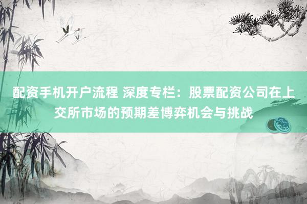 配资手机开户流程 深度专栏：股票配资公司在上交所市场的预期差博弈机会与挑战