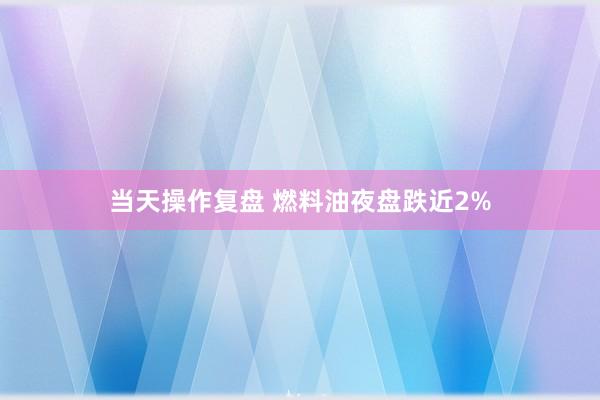 当天操作复盘 燃料油夜盘跌近2%